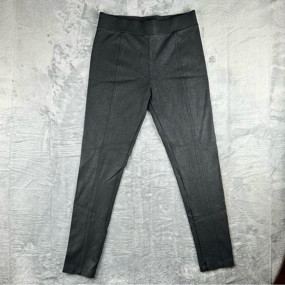 INC Faux Suede Leggings 8 Black Textured Animal Print Pull On Skinny Pants - Picture 5 of 8